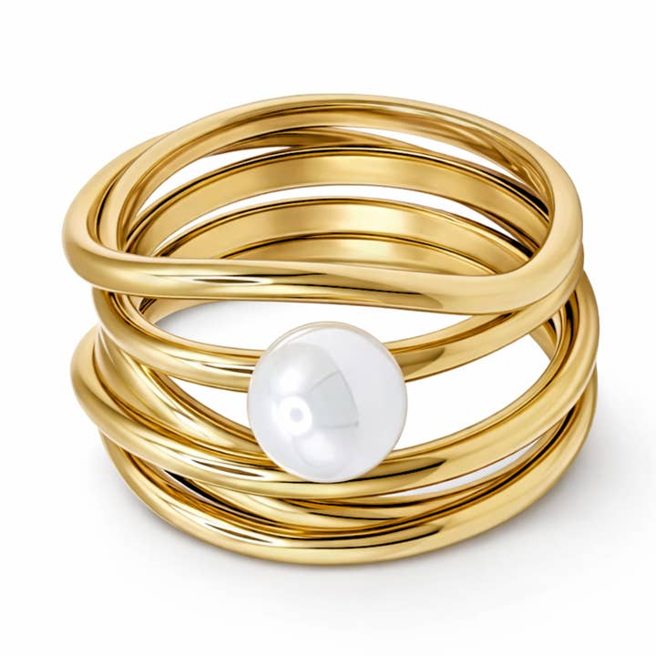 Damering Serpens guld med hvid perle for engroshandel hos Heideman Schmuck