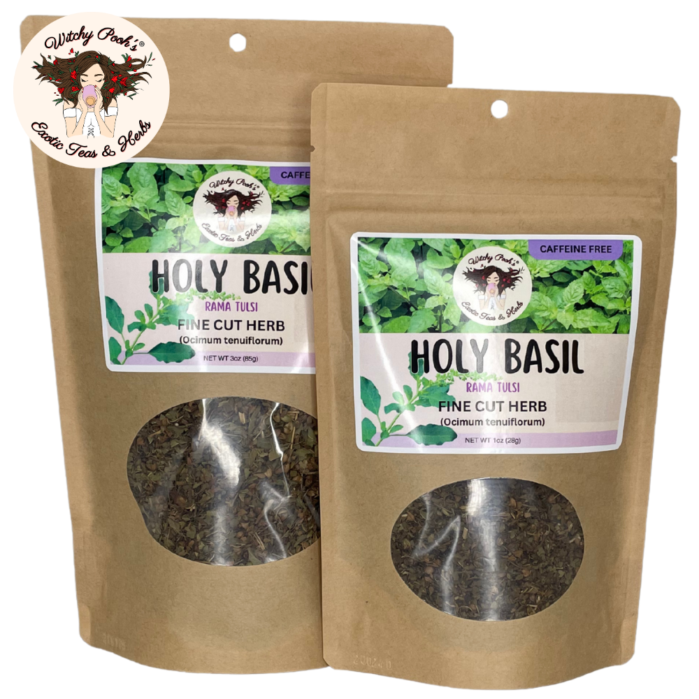 Witchy Pooh's Exotic Teas & Herbs - Venta al por mayor Tés a granel - Té de Albahaca Sagrada de Witchy Pooh - Rama Tulsi, Hoja Suelta19