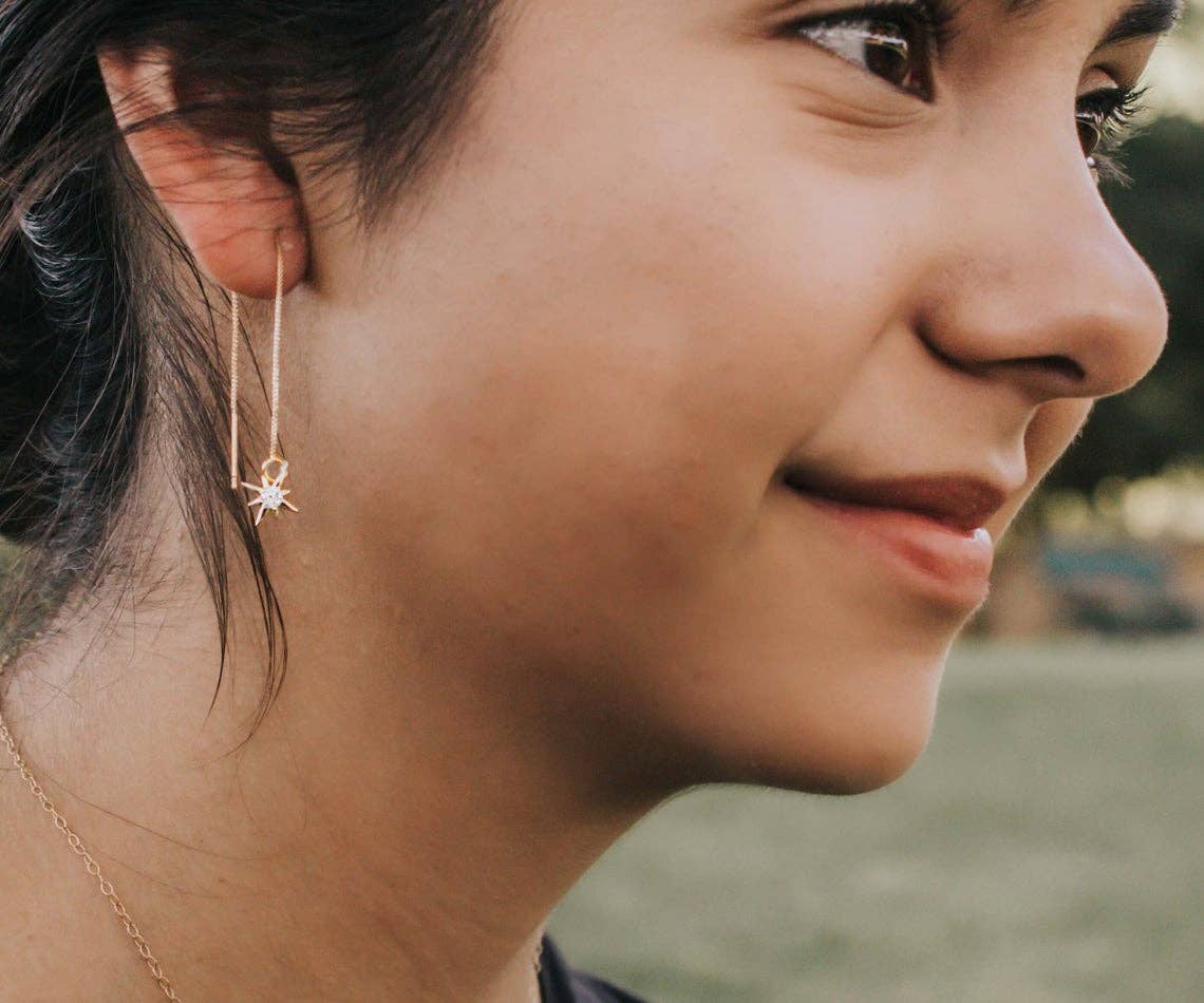 A Worthy Brand - Wholesale Dangle Earrings - North Star Earrings - Gold Filled Ear Threader4