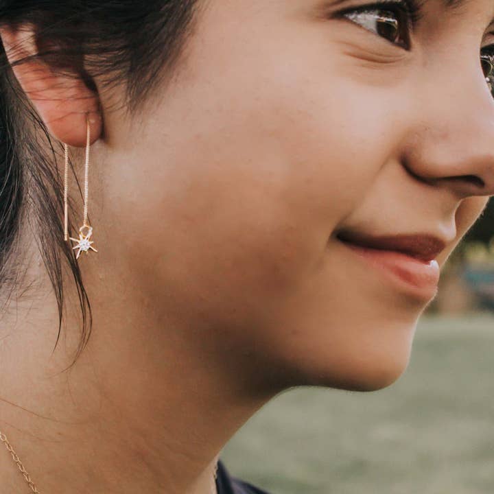 A Worthy Brand - Wholesale Dangle Earrings - North Star Earrings - Gold Filled Ear Threader4