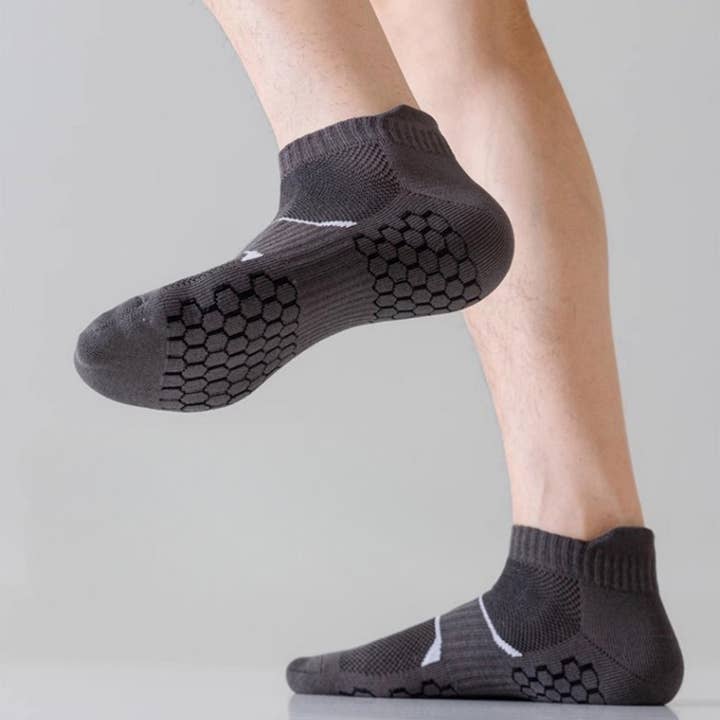 AK Brand - Wholesale Socks - Men's - Men's Cushioned Low Cut Grip Socks 5-Pack with Arch Support5