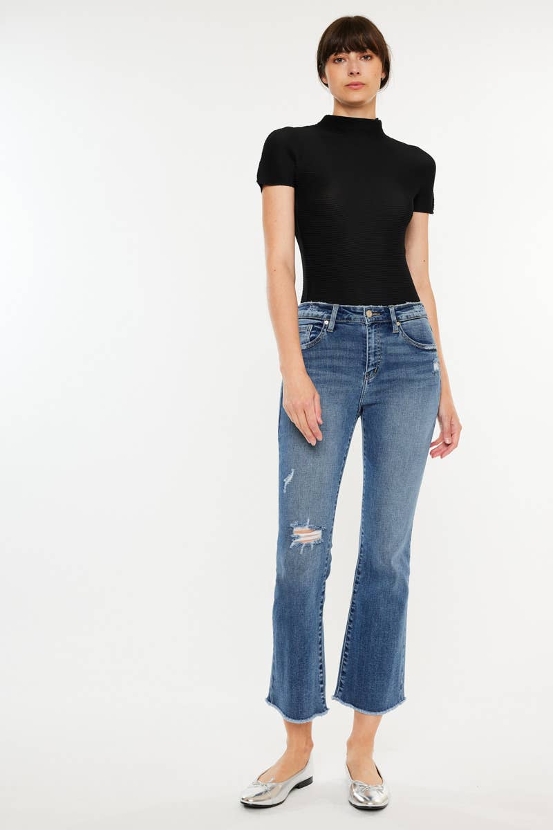 DARK OPEN PACK HIGH RISE CROPPED BOOTCUT JEANS-KC20019D for wholesale on Faire1