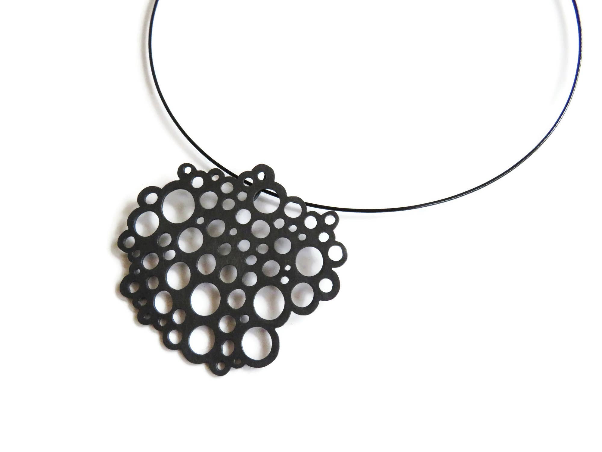 Kimya Joyas - Wholesale Pendant/Charm Necklace - Large Circles Oxidized Silver Pendant, Contemporary Pendant4