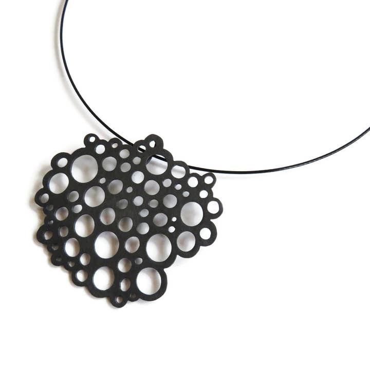 Kimya Joyas - Wholesale Pendant/Charm Necklace - Large Circles Oxidized Silver Pendant, Contemporary Pendant4