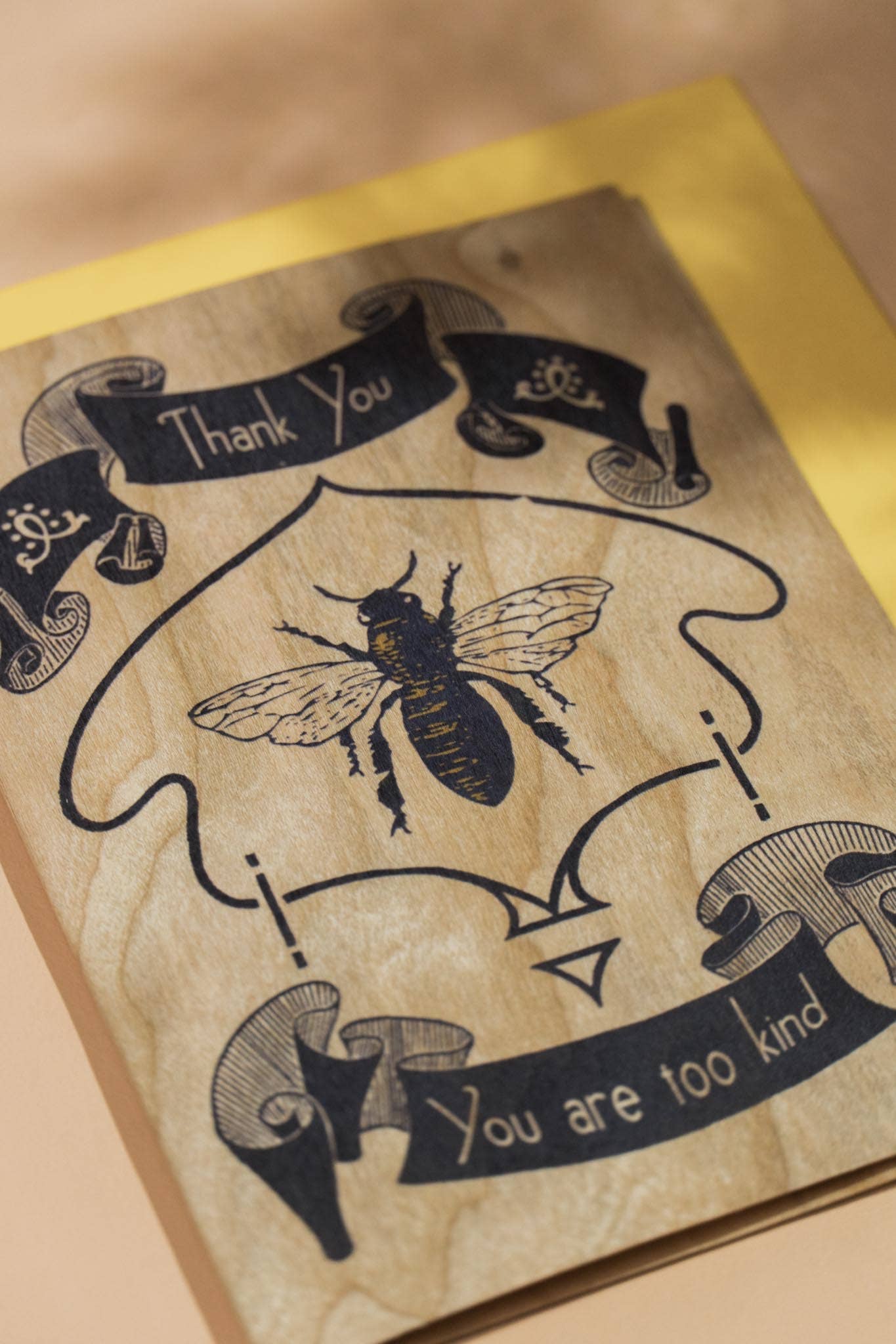 Spitfire Girl - Wholesale Thank You Card - Wood Folding Card - Bee Thank You2