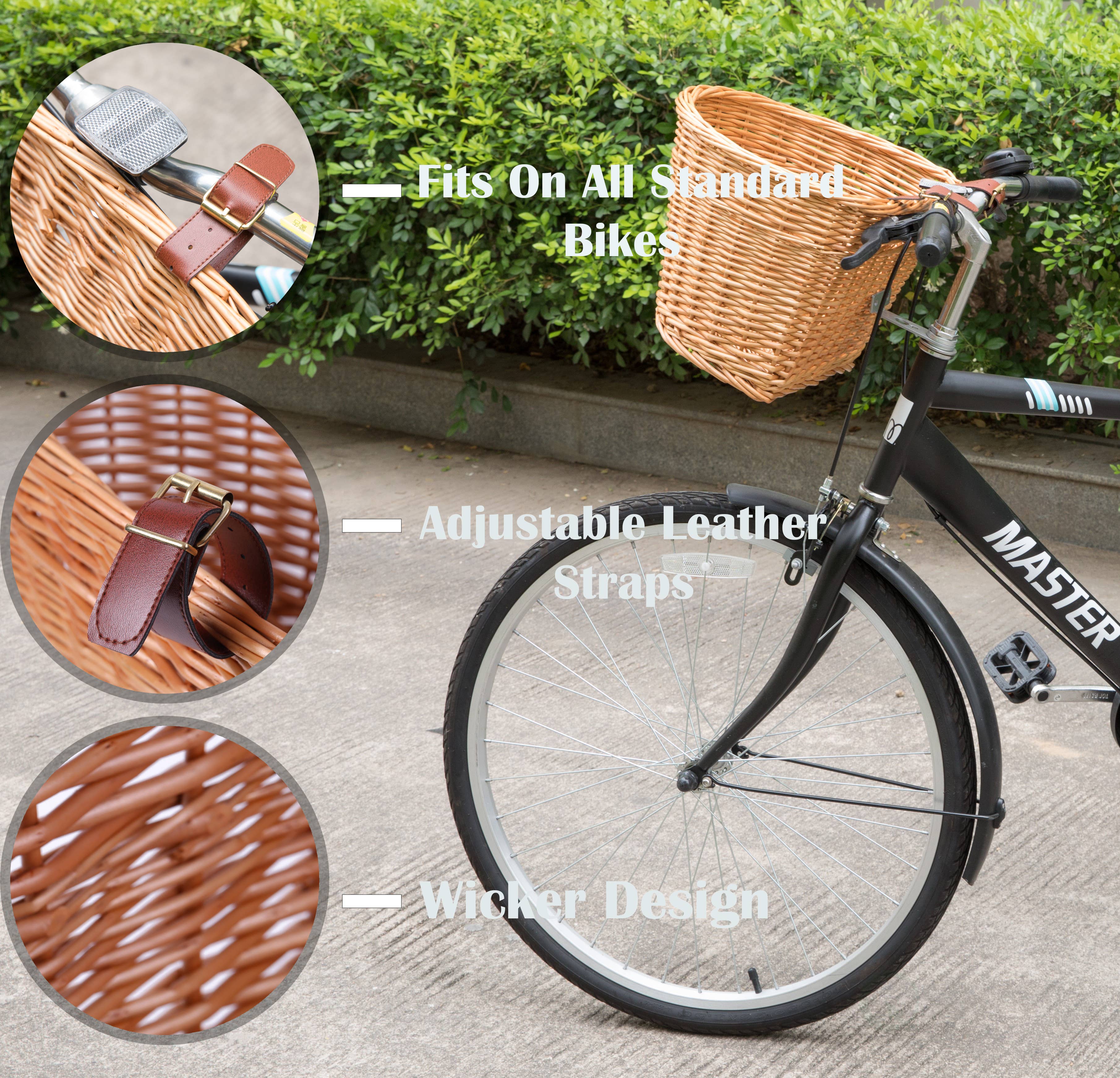 Quickway Imports - Wholesale Basket - Wickerwise Bike Basket Universal Handlebar Mount, Brown7