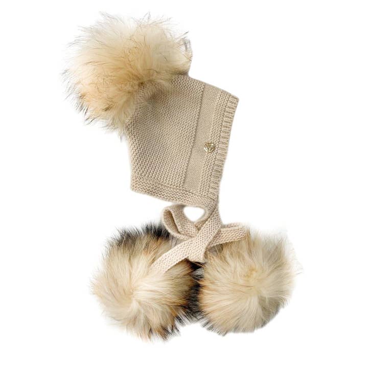 Cappello Pasha Tre Pom - Pompon Crema per la vendita all'ingrosso da parte di Petite Maison Kids