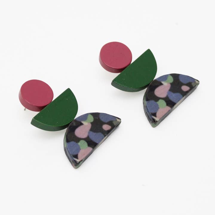 Sylca Designs - Wholesale Dangle Earrings - Pink and Green Geometric Earrings