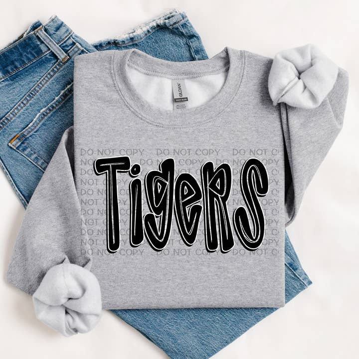 Tigres Rétro Doodle Transfert DTF pour la vente par K and M Designs
