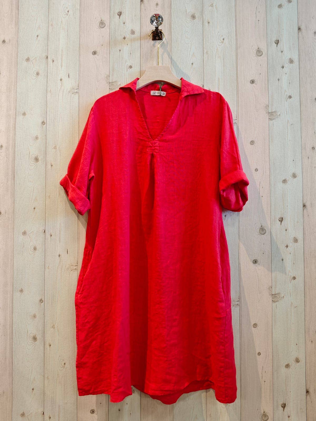 Linen & More - Wholesale Dress - Women's - REF 88018 100% LINEN SHIRT COLLAR DRESS11