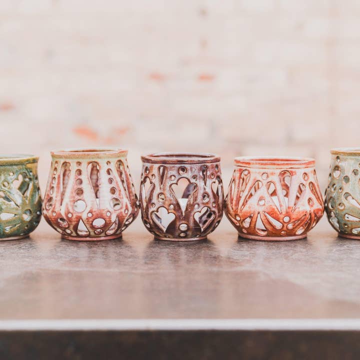 KF Stoneware - Wholesale Kaarsenhouder - Gesneden keramische votief, kaarsenhouder13