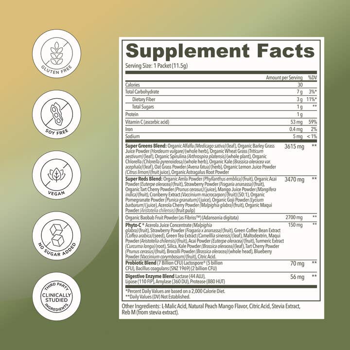 Rookie Wellness - Wholesale Powdered Health Drink - Peach Mango Superfood Powder Drink Mix: Gut & Immune Health5