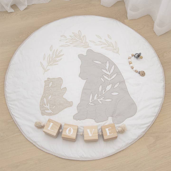 Living Textiles - Wholesale Play Mat - Kids & Baby - Play Mat with Milestone Cards - Bosco Bear