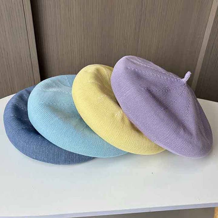 KNITTED ICE SILK BREATHABLE SOLID COLOR BERET_CWAB2901 for wholesale by ACCITY