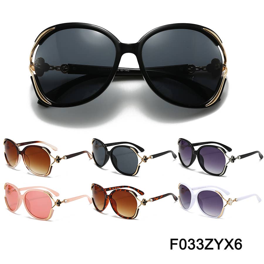 Trio Trading – wholesale Sunglasses – Women's – Rhinestone Sunglasses For Women Big Lenses Assorted 6 Pack1