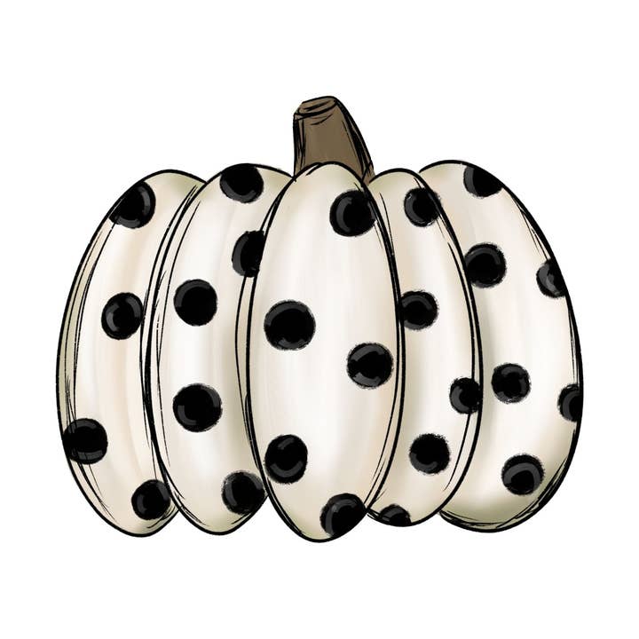 Fall Pumpkin Black and White Polka Dots, wood sign, DECOE-W-012 for wholesale by DecoExchange