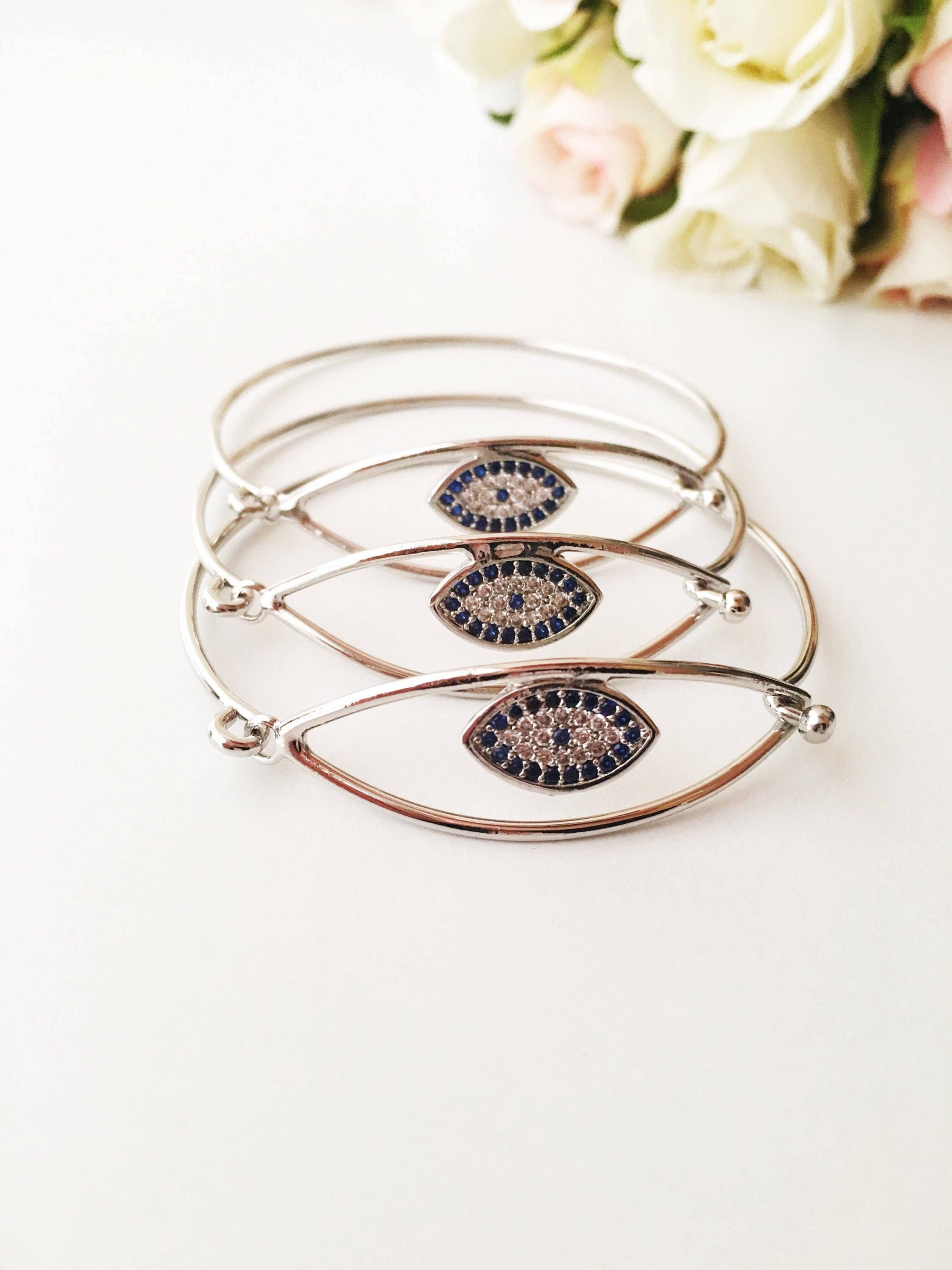 Evileyefavor - Wholesale Cuff Bracelet - Evil Eye Bangle Bracelet, Rose Gold Silver Cuff Bracelet4