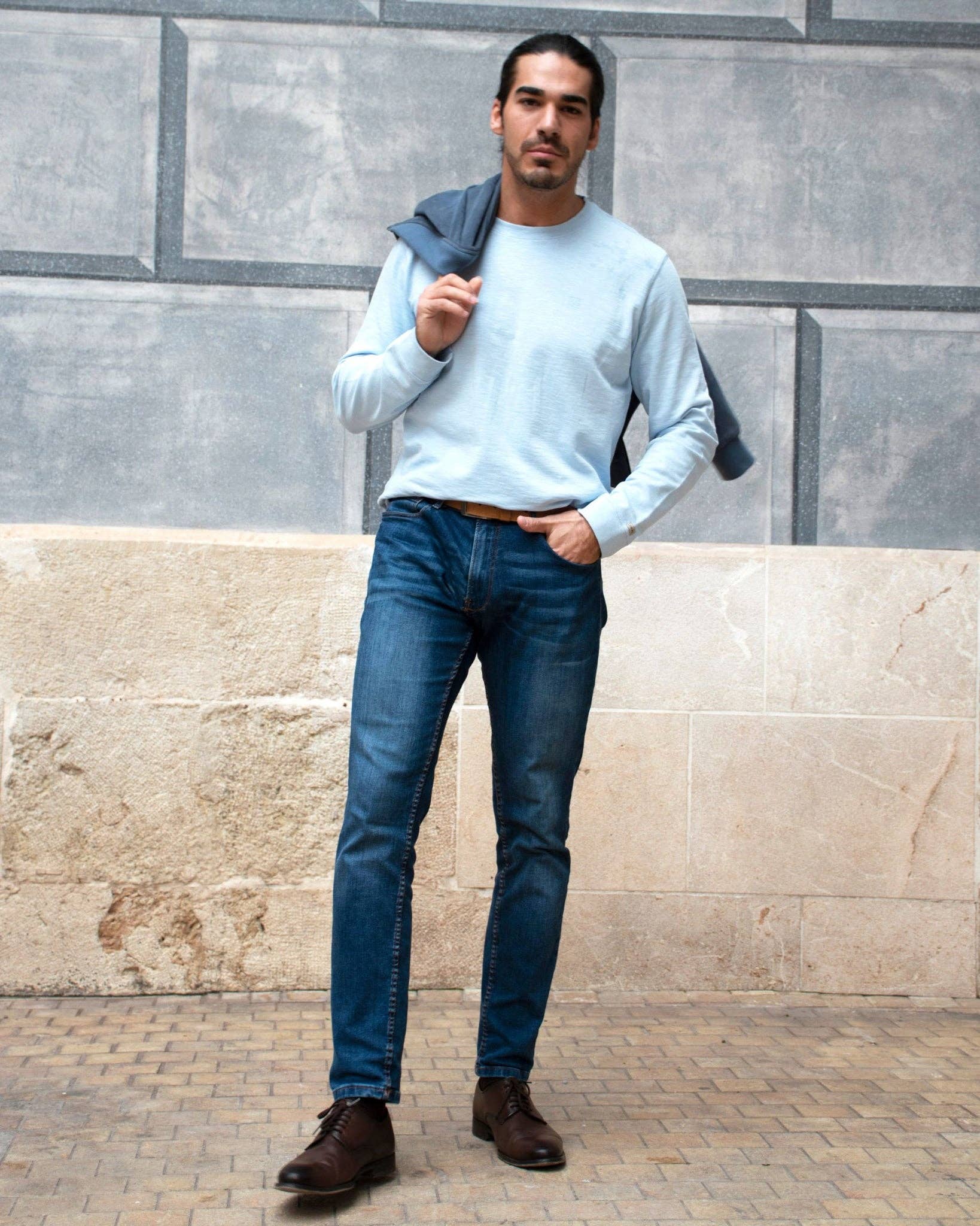 Harrison | Sky Blue Casual Crewneck Sweatshirt for wholesale on Faire5