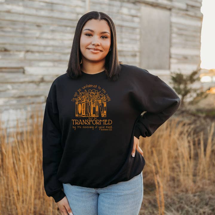 Love Ann Joy Apparel, LLC - Wholesale Graphic Sweatshirt - Women's - Renew Your Mind Book Lovers Christian Sweatshirt