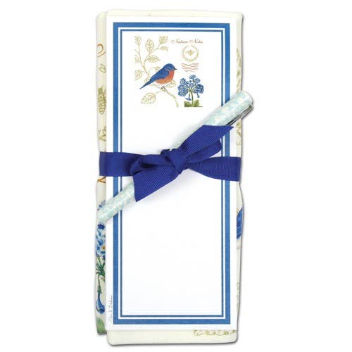 Flour Sack Towel & Magnetic Note Pad Set U26-447 Bluebird NN for wholesale by Alice's Cottage