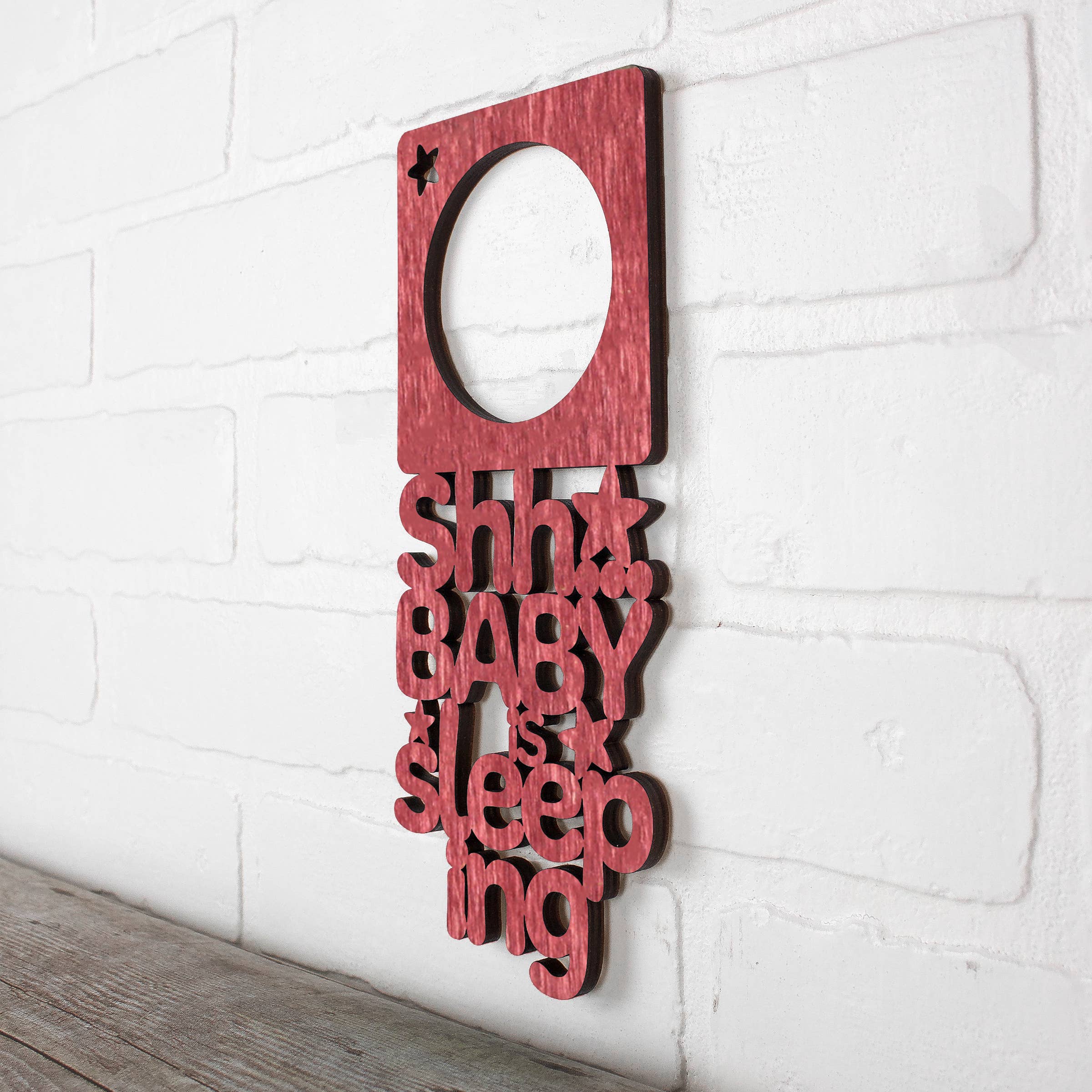 Spunky Fluff - Wholesale Wall Decor - Kids & Baby - Shhh... The Baby Is Sleeping Wood Nursery Door Hanger Sign16