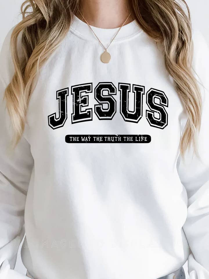Jesus The Way The Truth The Life Distressed, Christian, Unisex Crew Neck Sweatshirt for wholesale by Top Avenue