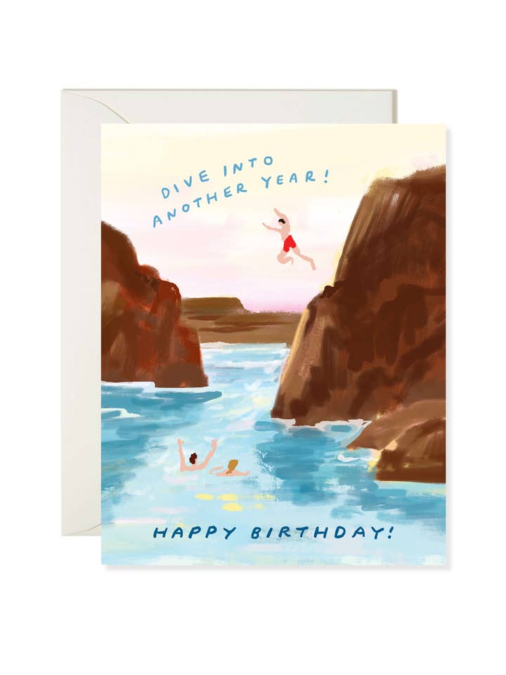 Dive Into Another Year Greeting Card – Summer Birthday for wholesale by Karen Schipper