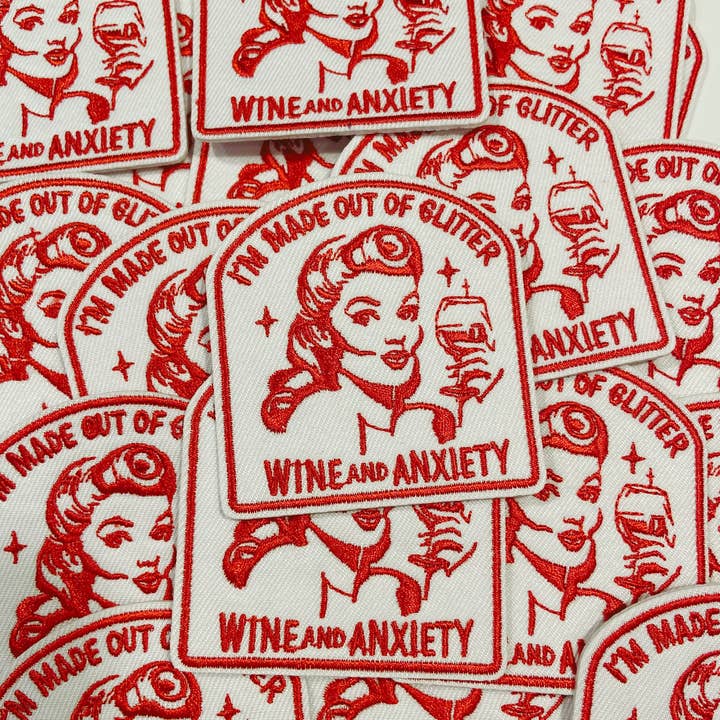 TEELUX - Wholesale Patch - 3" I'm Made Out Of Glitter Wine and Anxiety - Embroidered Hat Patch2