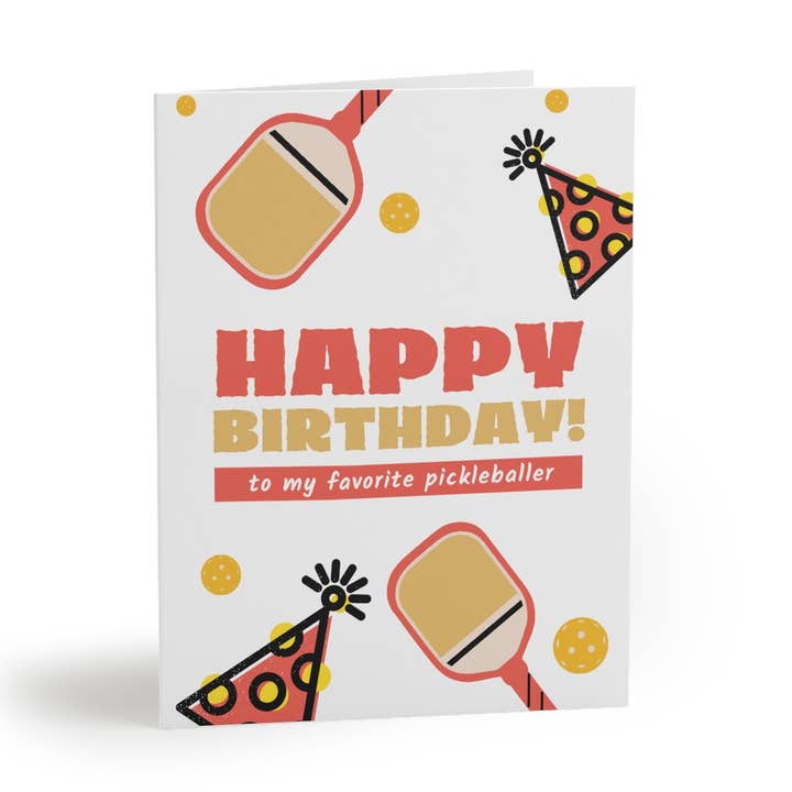 Biglietto di auguri Happy Birthday To My Favorite Pickleballer per la vendita all'ingrosso da parte di Pickle & Paper