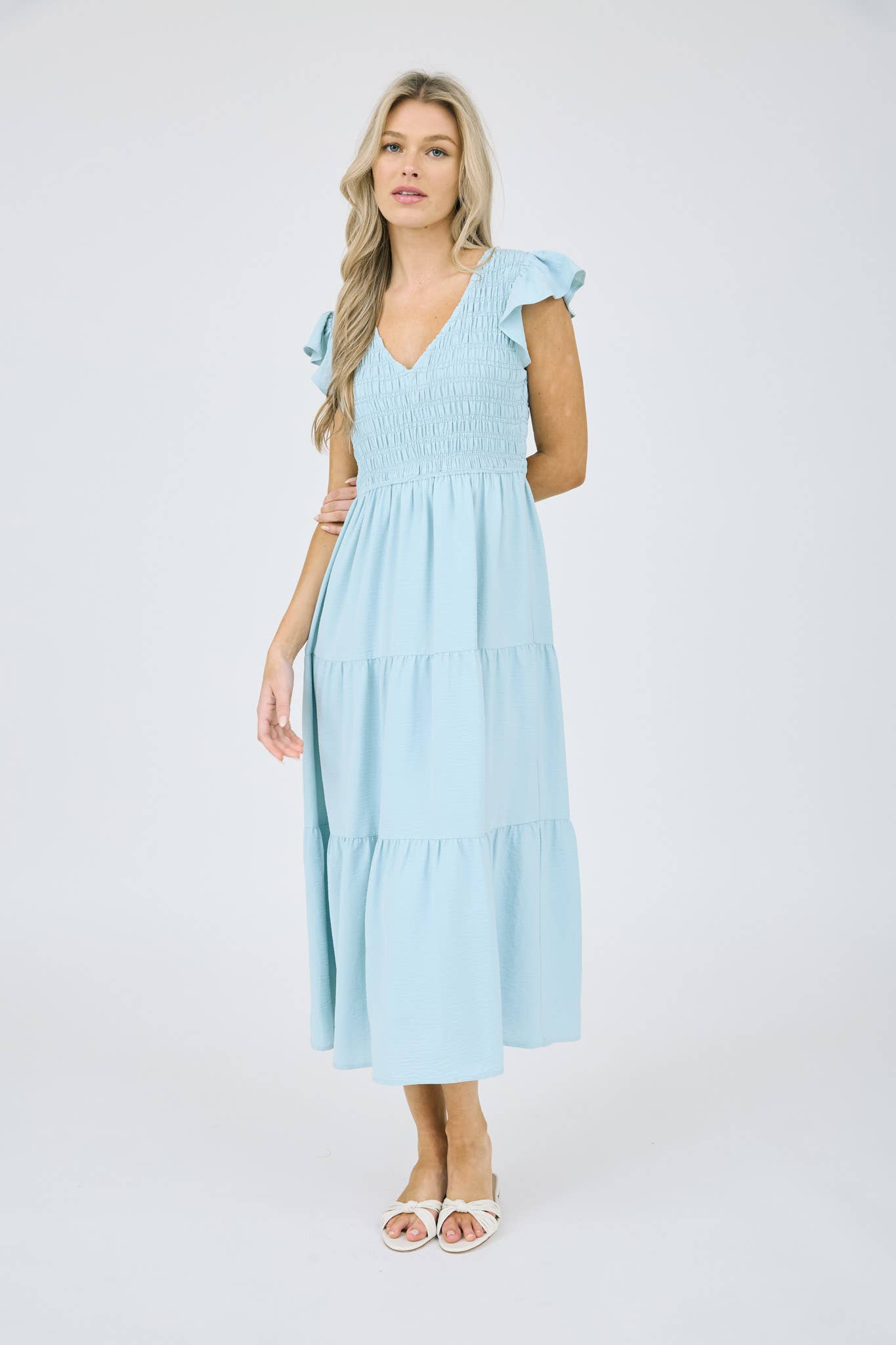 MINE - Wholesale Dress - Women's - FLUTTER SLEEVE MAXI DRESS7