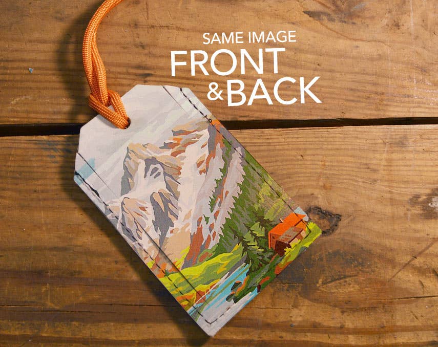 backerton - Wholesale Luggage Tag - Painted Mountains - Leather Luggage Tag3