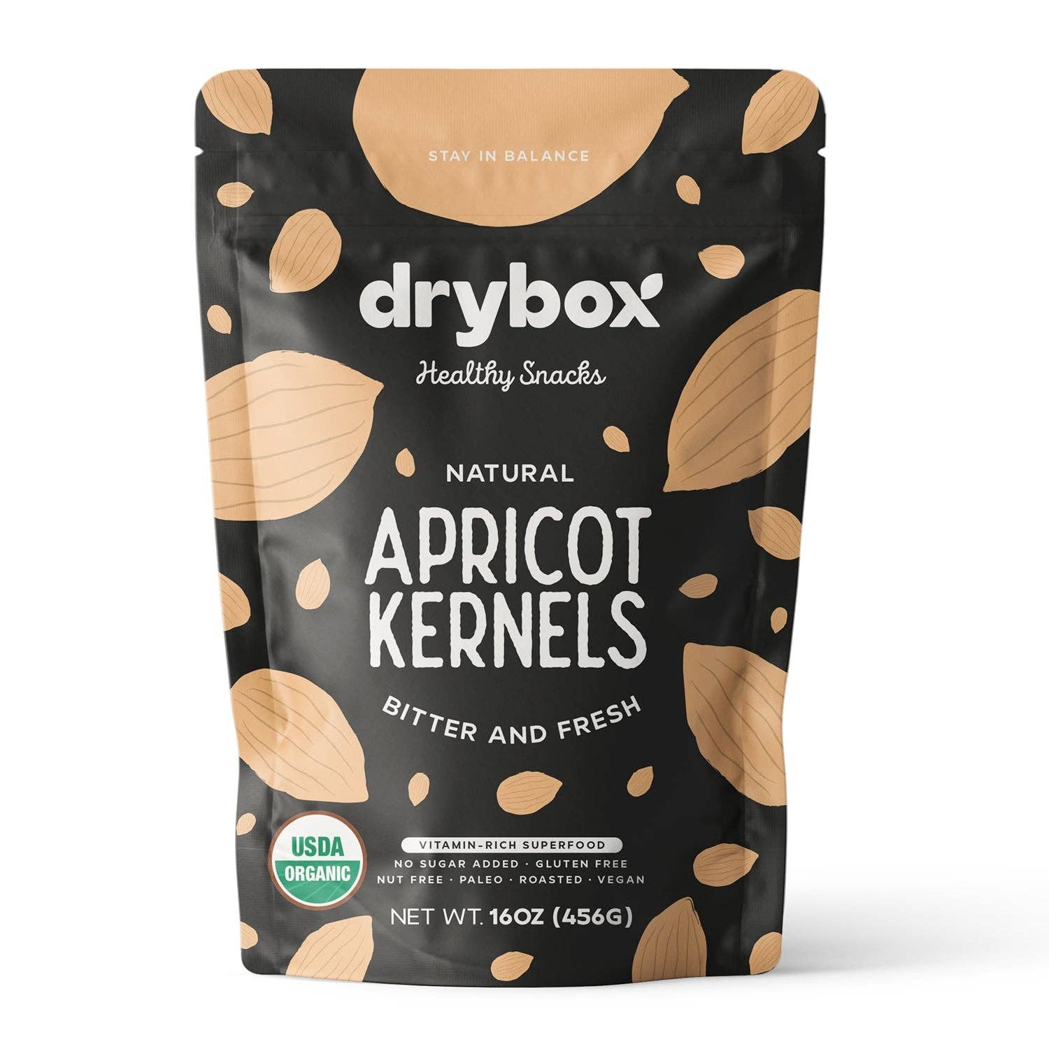 DRYBOX - Wholesale Dried/Dehydrated Fruit - Drybox Organic Bitter Apricot Kernels 1LB X3 PACKS BULK SIZE1
