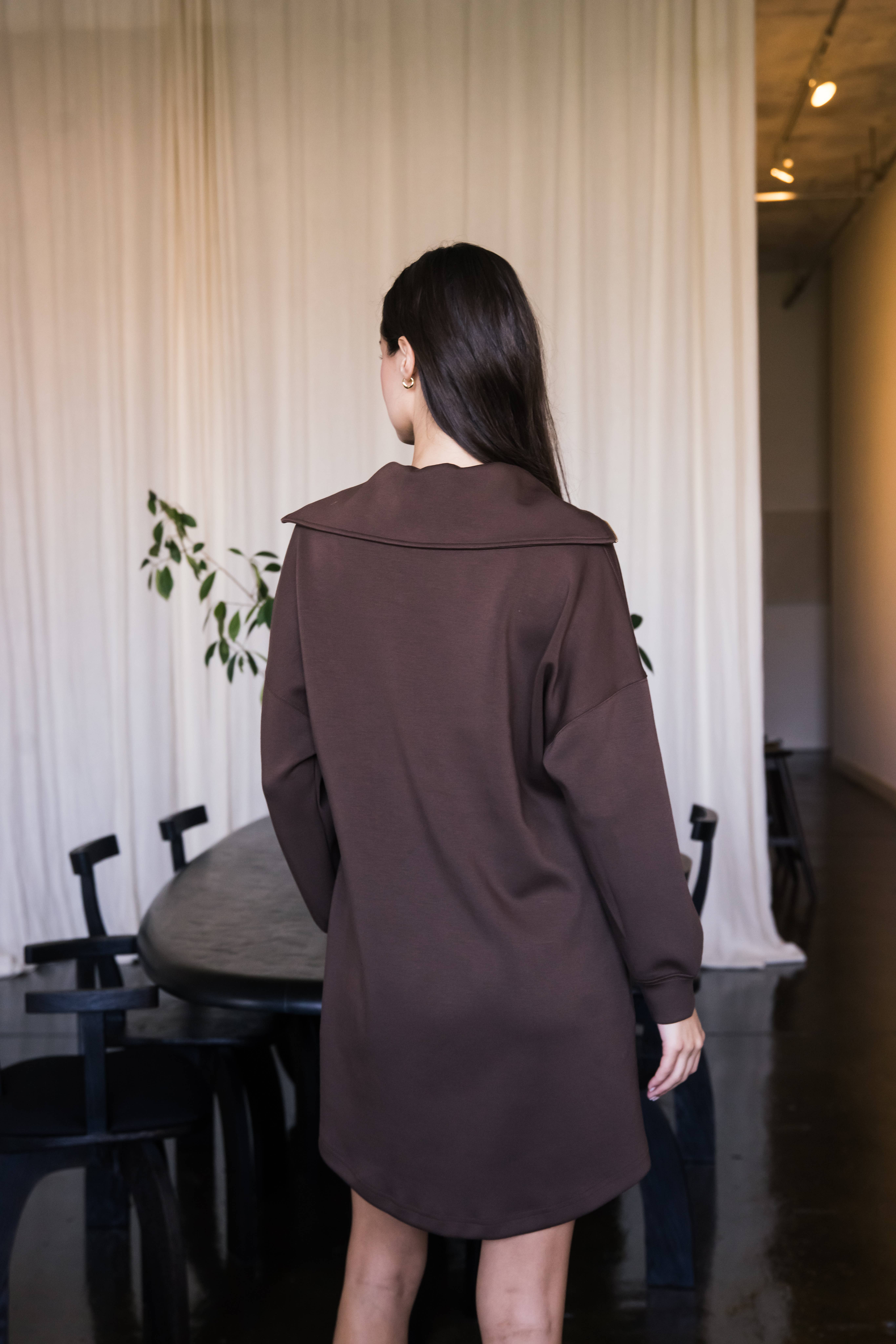 P. CILL - Wholesale Dress - Women's - P. CILL Butter Modal Quarter Zip Up Long Sleeve Dress19