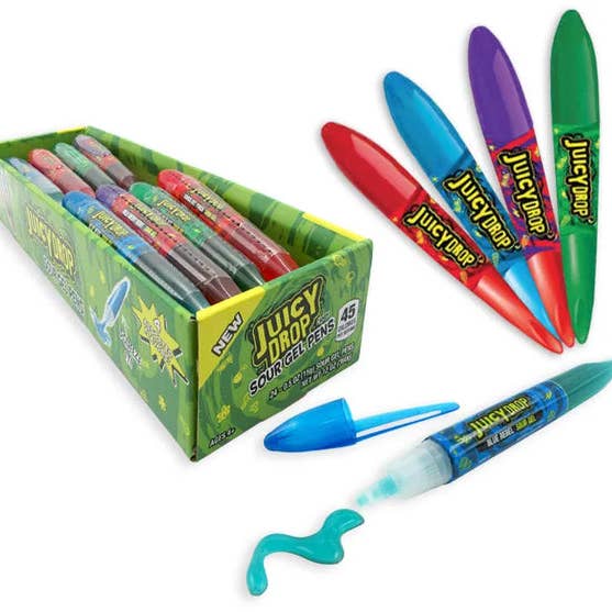 Bazooka Juicy Drops Sour Gel Pens 0.5 oz 24 ct for wholesale by Long Island Candy Factory