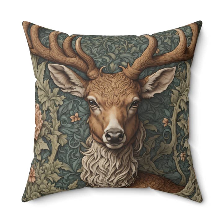 Square Pillow, Woodland Buck Deer Accent Pillow for wholesale by Upside Down Owl Farm