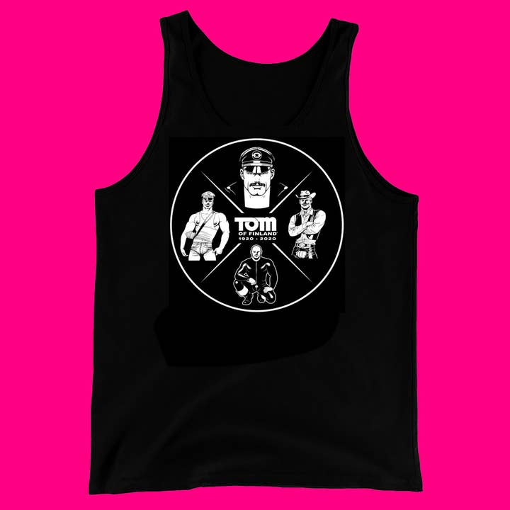 Negro Tom of Finland 100º Aniversario Camiseta de tirantes (Gay Queer LGBTQ) de venta al por mayor en Faire