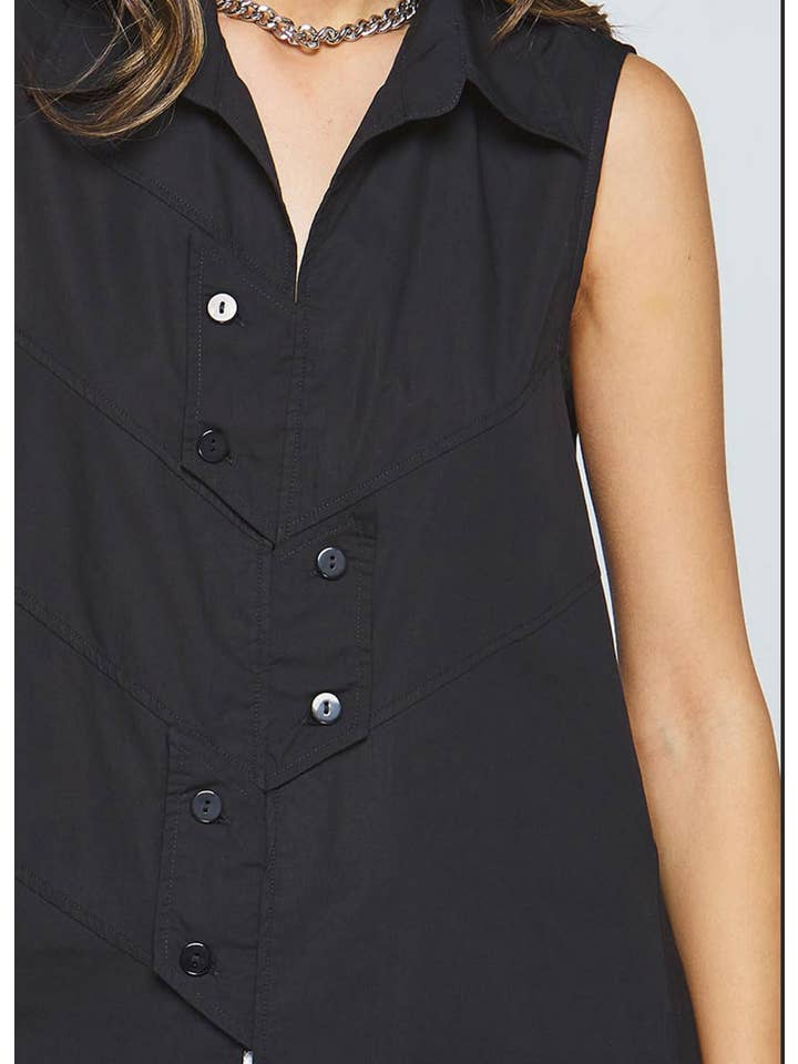 Avantgarde Design5 - Wholesale Tunic - Women's - Luukaa Black Crisp Cotton Asymmetic Tunic2