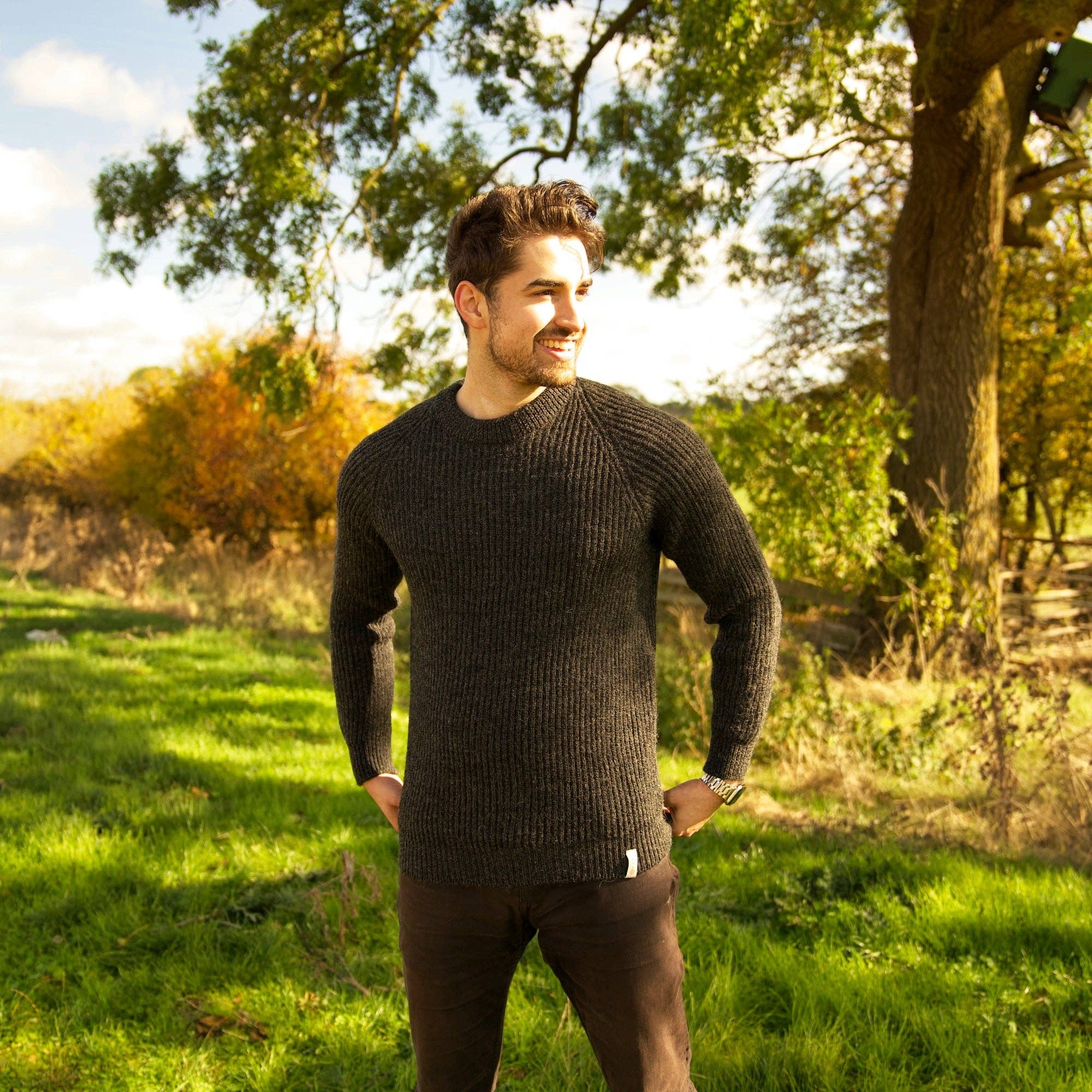Mars Knitwear – wholesale Knitted jumper – Men′s – British Wool Seamless - Hawking - Charcoal6