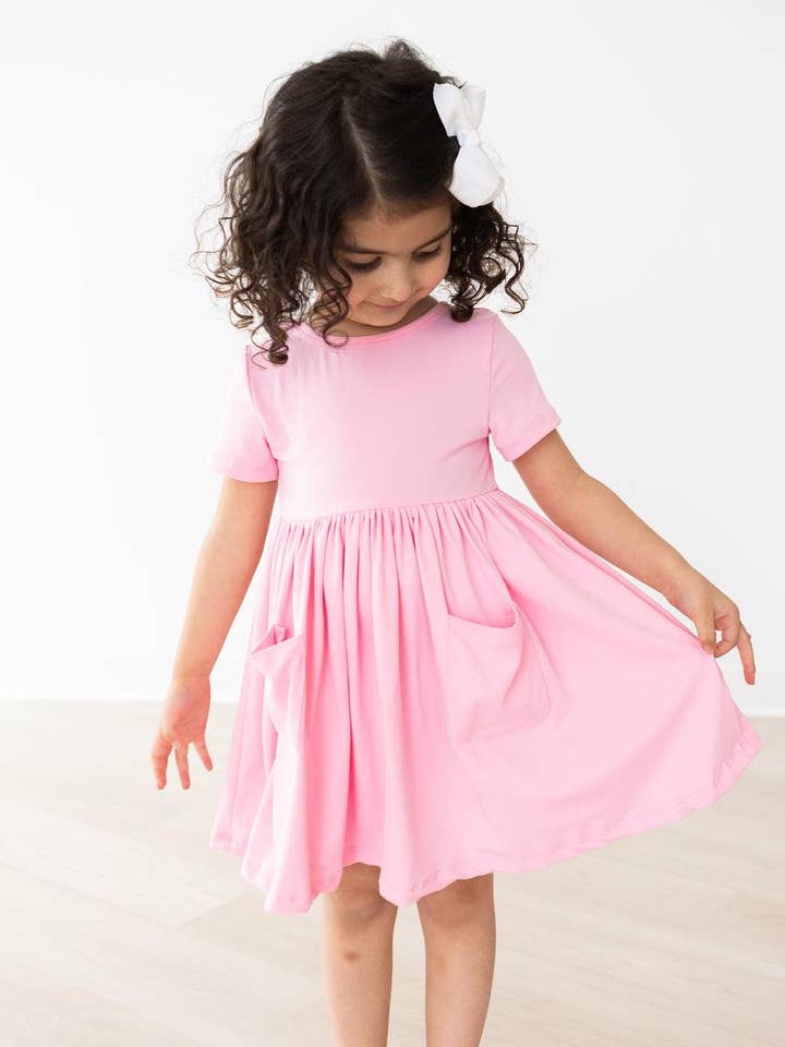 Mila & Rose - Wholesale Dress - Kids - Bubblegum Pink S/S Pocket Twirl Dress