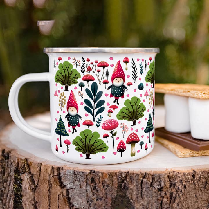 Loftipop - Wholesale Coffee Mug - Spring Woodland Hearts Gnome Camp Mug, Valentine Gifts