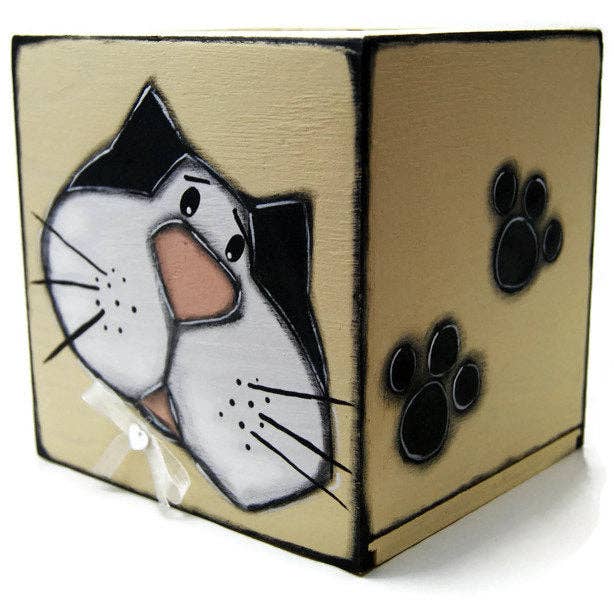 Luldesign - Wholesale Tissue Box - Wooden tissue box with painted cat.3