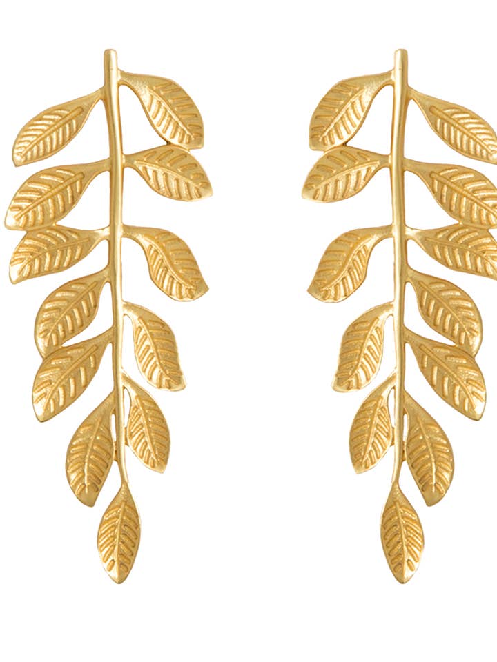 Golden Leaf Veli Earrings for wholesale by Lavani Jewels