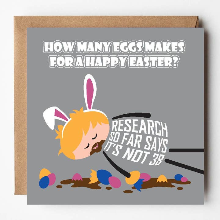 Quante uova | Divertente e carina cartolina di Pasqua per gli amanti del cioccolato per la vendita all'ingrosso da parte di VERSED AID