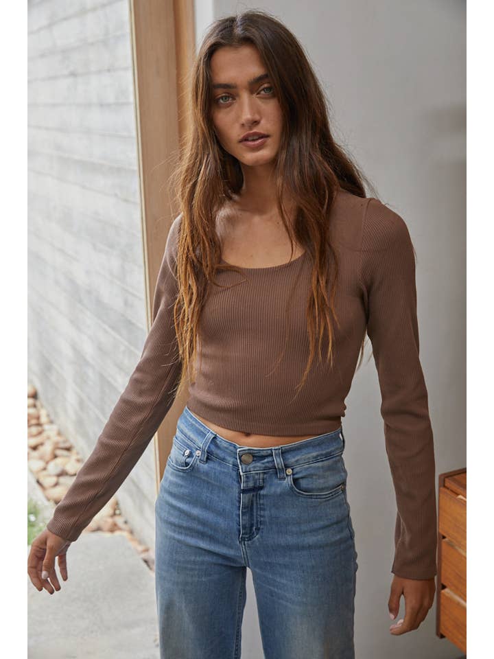 By Together - Wholesale Knit Top - Women's - S1143N | Knit Seamless Ribbed Long Sleeve Crop Top7