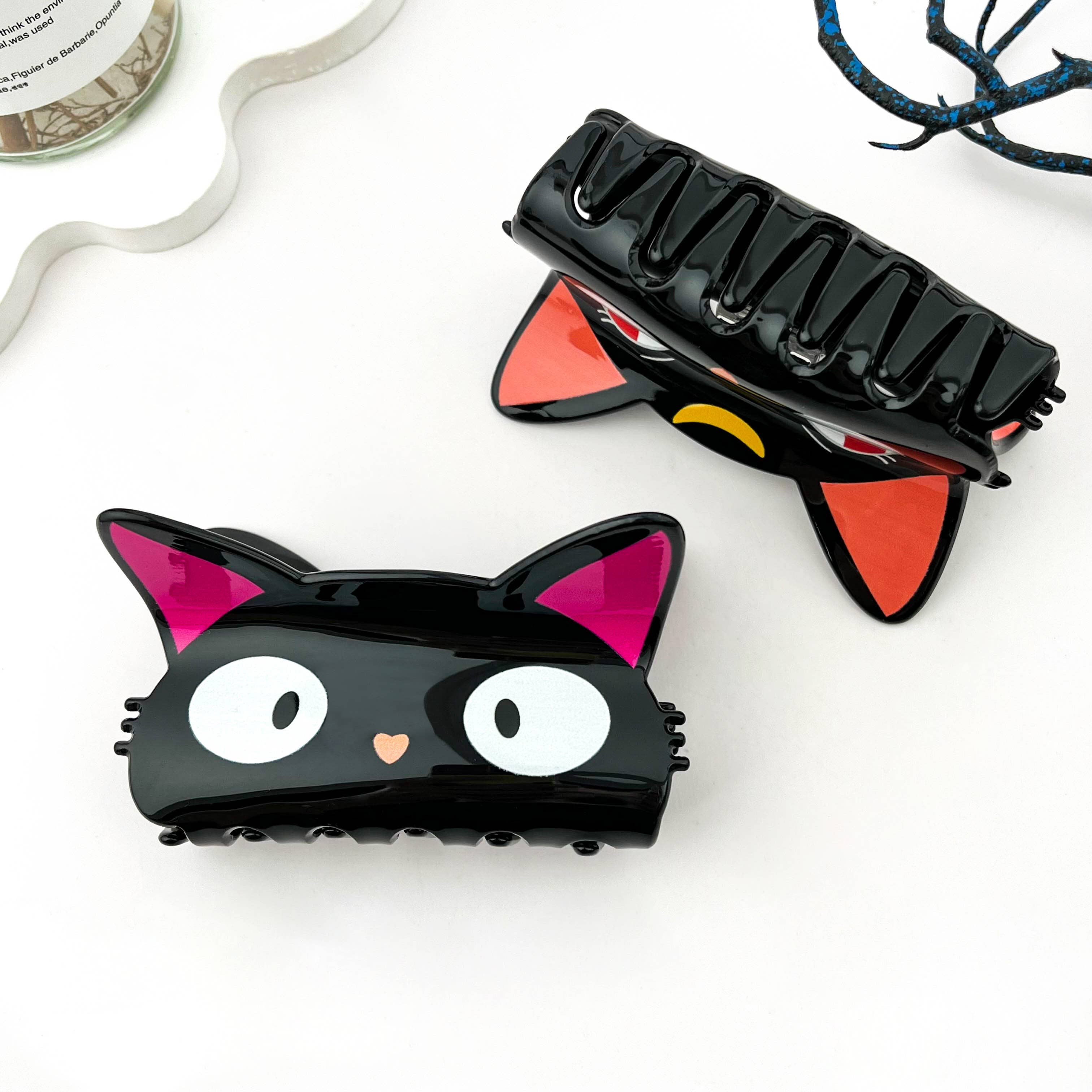 mildstyles - Wholesale Hair Clip - Women's - Moon & Black Cat PVC Printed Animal Hair Claw Clip2