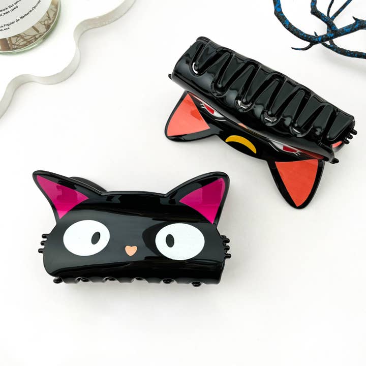 mildstyles - Wholesale Hair Clip - Women's - Moon & Black Cat PVC Printed Animal Hair Claw Clip2