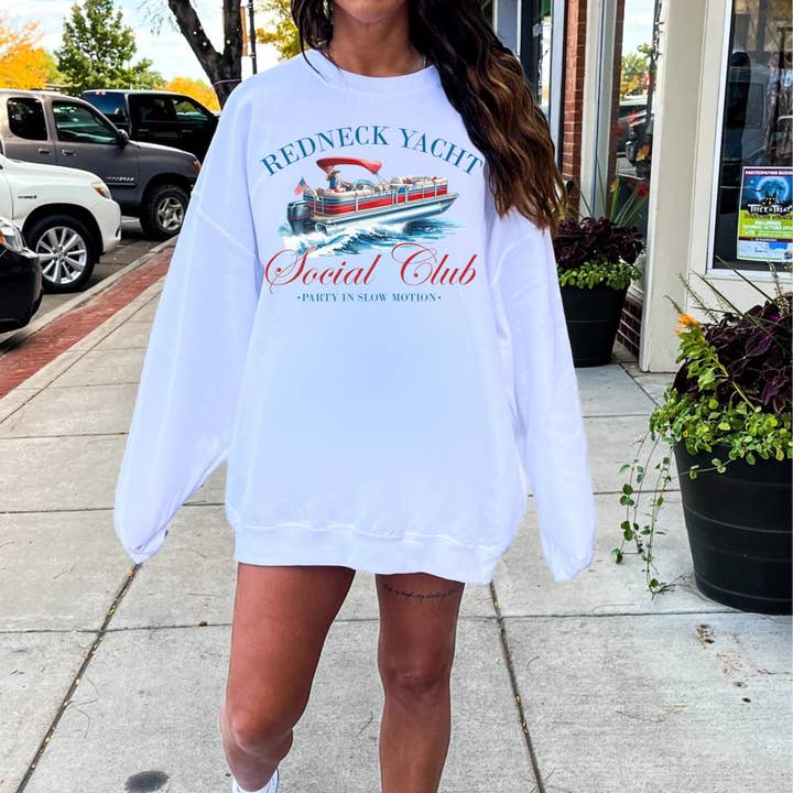 Whiskey & Lace Outfitters - Wholesale T-Shirt (Graphic) - Women's - Redneck Yacht Club Trendy Graphic Sweatshirts & Tees