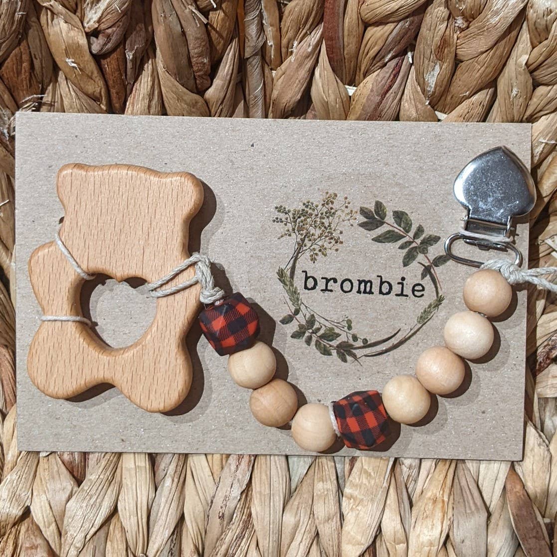 Brombie - Wholesale Pacifier Clip - Baby - Interchangable wooden pacifier clip with wooden teether3