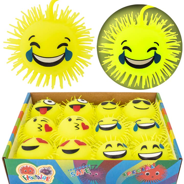 Cap Zone - Wholesale Squishy Toy - Kids & Baby - Emoji Spiky Puffer Light-Up Squishy Ball
