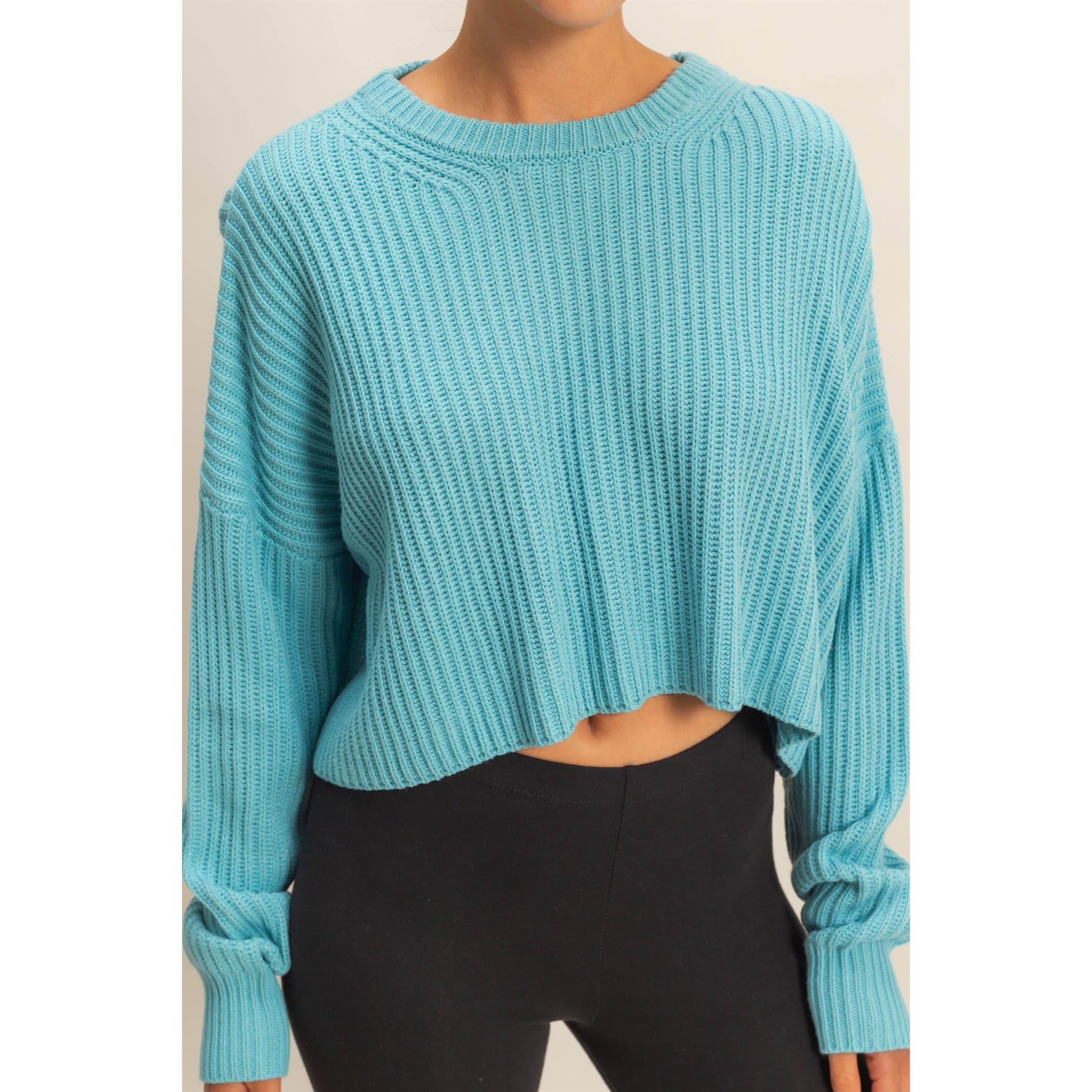 Double Zero - Wholesale Knit Sweater - Women's - Cropped Knit Sweater With Crew Neck10
